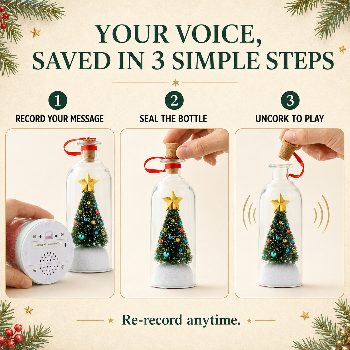 Recordable Christmas Memory Bottle | A Voice Message They Can Keep Forever