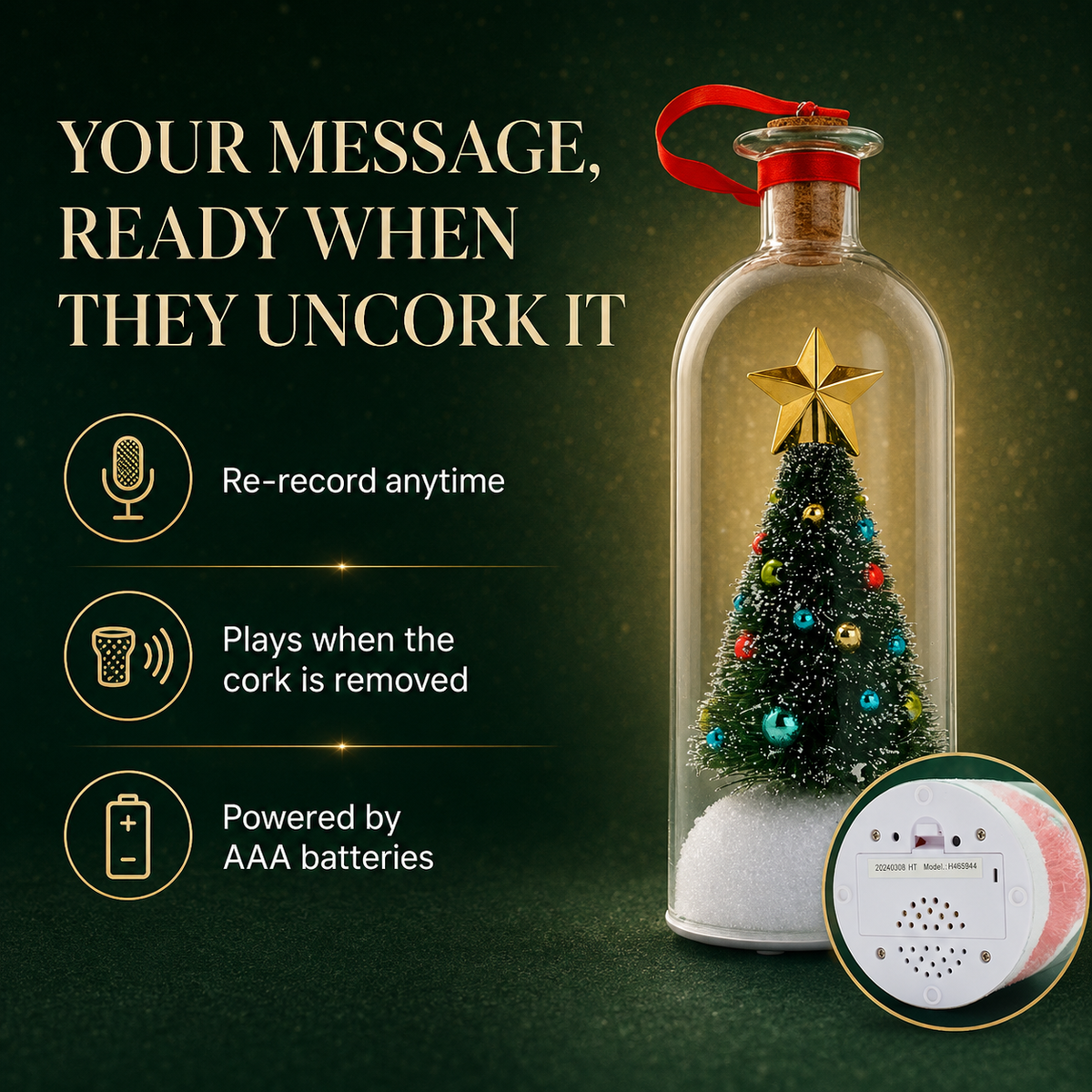 Recordable Christmas Memory Bottle | A Voice Message They Can Keep Forever