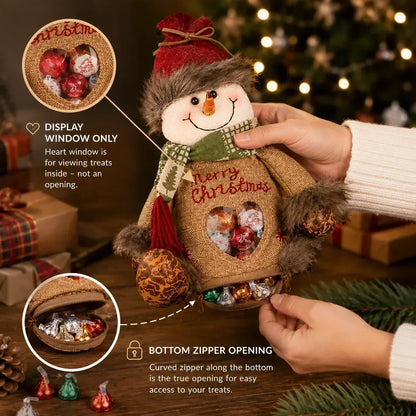Christmas Character Gift Bags with Zipper – Reindeer, Snowman & Santa
