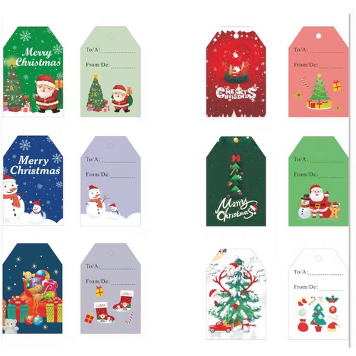35-Pack Christmas Gift Tags + Gold Twist Ties