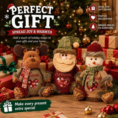 Christmas Character Gift Bags with Zipper – Reindeer, Snowman & Santa
