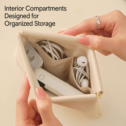 Add a Cable Organizer Pouch — Soft PU leather · 5.5 × 7.1 in
