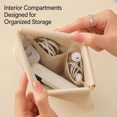 Add a Cable Organizer Pouch — Soft PU leather · 5.5 × 7.1 in