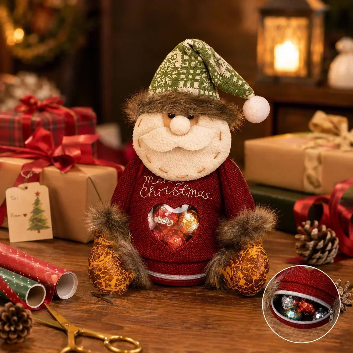 Christmas Character Gift Bags with Zipper – Reindeer, Snowman & Santa