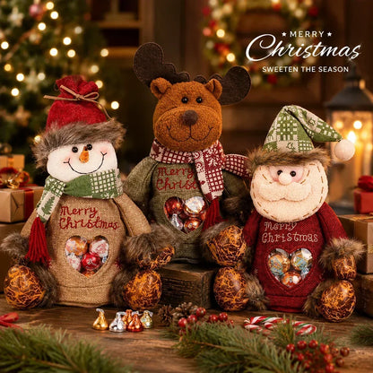 Christmas Character Gift Bags with Zipper – Reindeer, Snowman & Santa