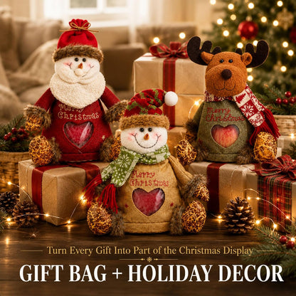 Christmas Character Gift Bags with Zipper – Reindeer, Snowman & Santa