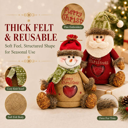 Christmas Character Gift Bags with Zipper – Reindeer, Snowman & Santa