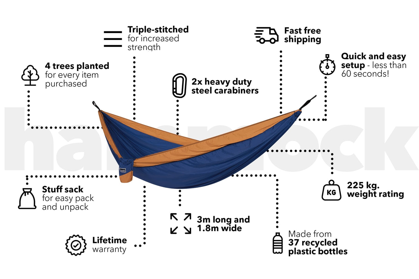 Recycled Hammock with Straps
