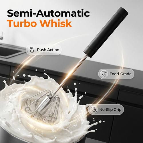 🔥 Semi-Automatic Stainless Steel Egg Beater