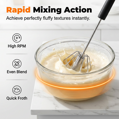 🔥 Semi-Automatic Stainless Steel Egg Beater
